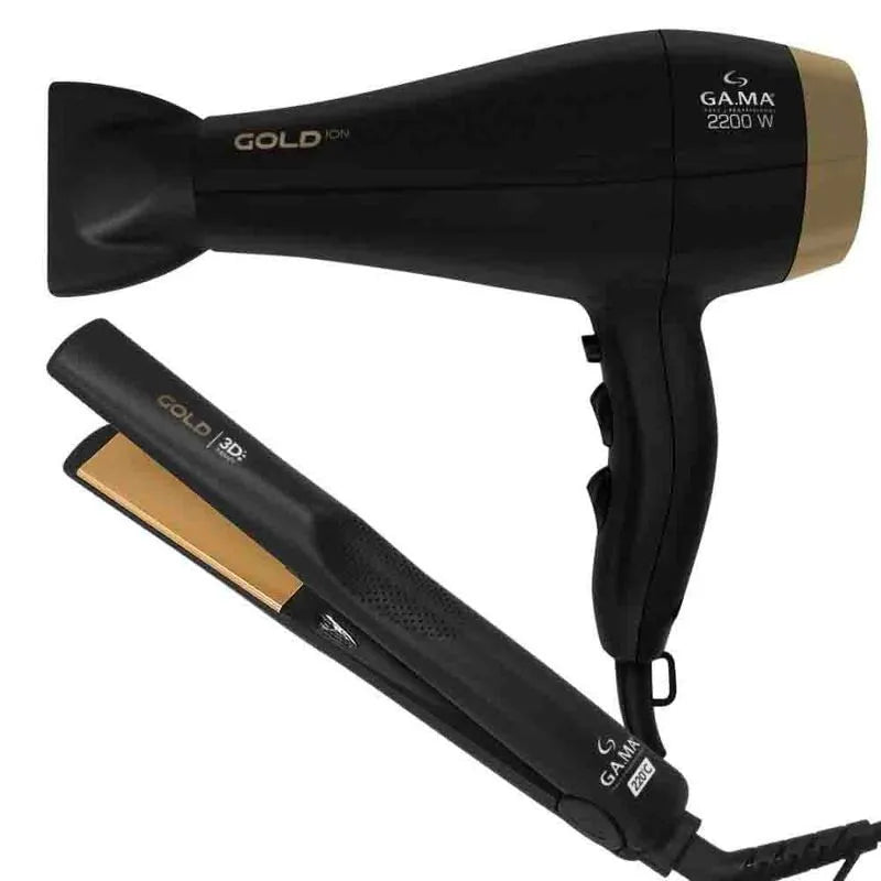 Kit Secador e Prancha de Cabelo Gold Bivolt