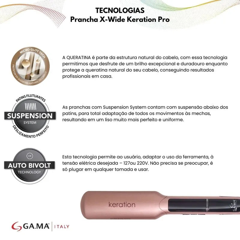 Prancha de Cabelo X-Wide Keration Pro Bivolt